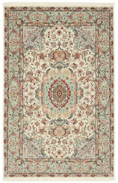 絨毯 オリエンタル タブリーズ 70 Raj 絹の縦糸 100X152 ベージュ/イエロー (ウール, ペルシャ/イラン)