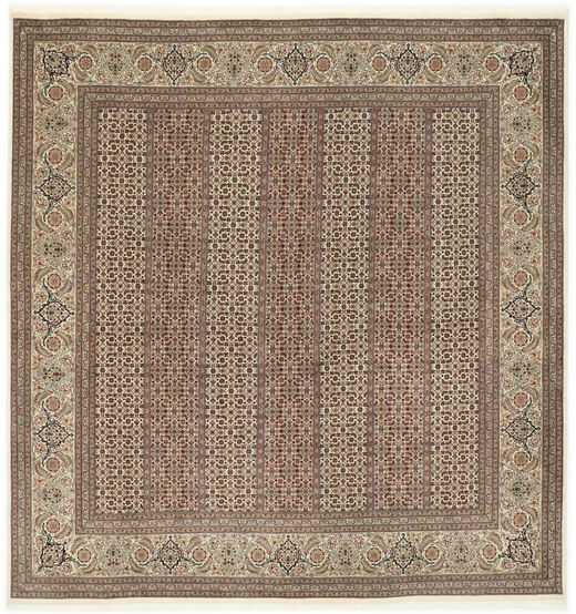 200X203 Täbriz 50 Raj Mit Seide Teppich Orientalischer Quadratisch Braun/Orange ( Persien/Iran)