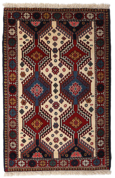 83X127 Yalameh Tæppe Orientalsk Mørkerød/Beige (Uld, Persien/Iran) Carpetvista