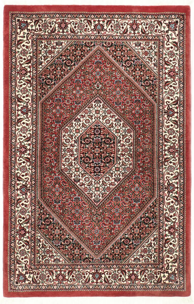 Bidjar Med Silke Matta 95X148 Röd/Brun Ull, Persien/Iran