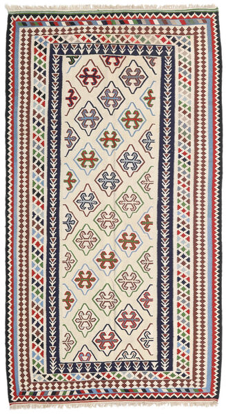 148X268 Kelim Senneh Fine Vloerkleed Oosters Beige/Donkergrijs (Wol, Perzië/Iran) Carpetvista