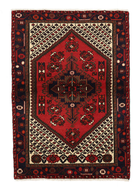 Dywan Perski Hamadan 100X143 Czarny/Ciemnoczerwony (Wełna, Persja/Iran)