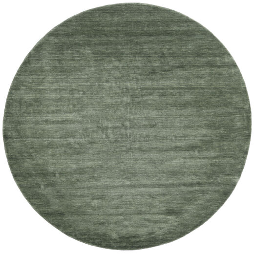 Handloom Ø 250 Large Forest Green Plain (Single Colored) Round Wool Rug