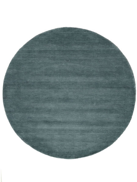  Ø 250 Plain (Single Colored) Large Handloom Rug - Dark Teal Wool