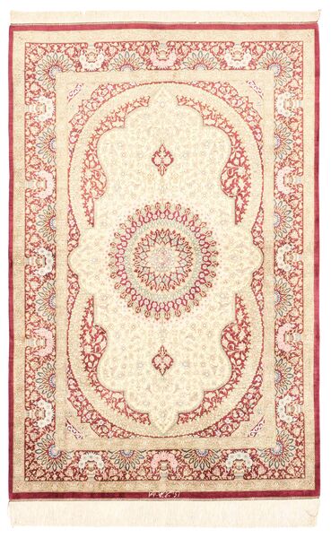  Persialainen Ghom Silkki Matot Matto 98X150 Beige/Punainen (Silkki, Persia/Iran)