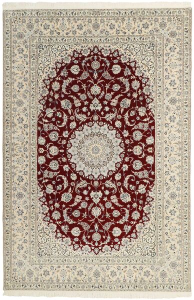 絨毯 ナイン 6La 204X310 ベージュ/ダークレッド (ウール, ペルシャ/イラン)