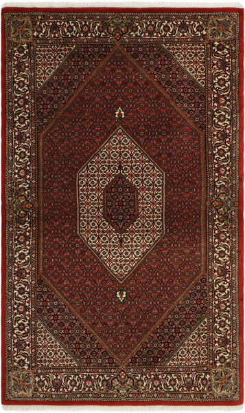 Bidjar Met Zijde Vloerkleed 115X188 Zwart/Donkerrood Wol, Perzië/Iran