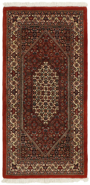 Bidjar Takab/Bukan Teppich 72X147 Schwarz/Dunkelrot Wolle, Persien/Iran