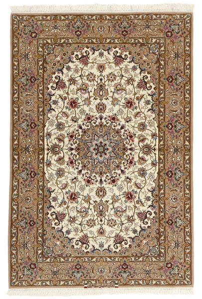  Isfahan Ordito In Seta Tappeto 109X159 Persiano Beige/Marrone Piccolo