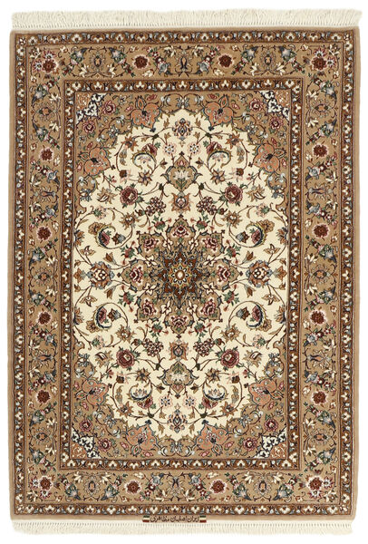  Orientalsk Isfahan Silketrend Tæppe 112X162 Beige/Brun Uld, Persien/Iran