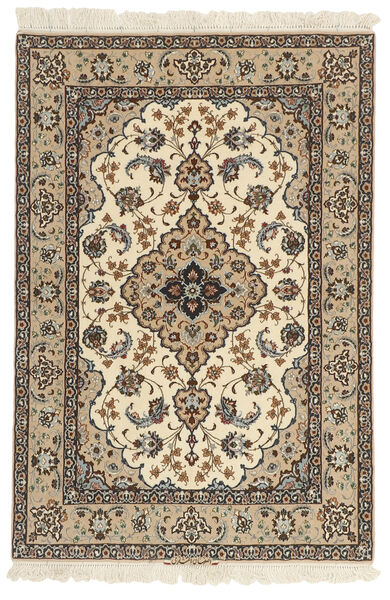 絨毯 イスファハン 絹の縦糸 112X166 ベージュ/オレンジ (ウール, ペルシャ/イラン)