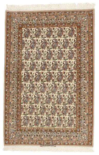  Perzsa Isfahan Selyemfonal Szőnyeg 111X166 Barna/Bézs