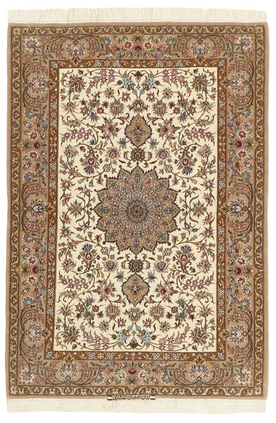  Persischer Isfahan Seidenkette Teppich 112X167 Beige/Orange