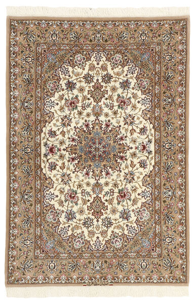 110X164 Isfahan Silkerenning Teppe Orientalsk Beige/Brun ( Persia/Iran