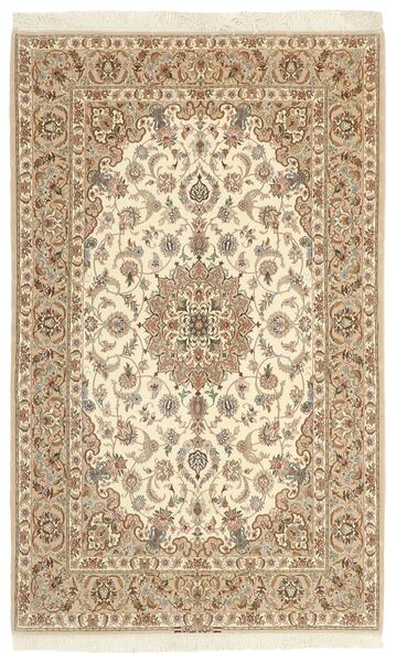125X205 絨毯 オリエンタル イスファハン 絹の縦糸 ベージュ/オレンジ (ウール, ペルシャ/イラン)