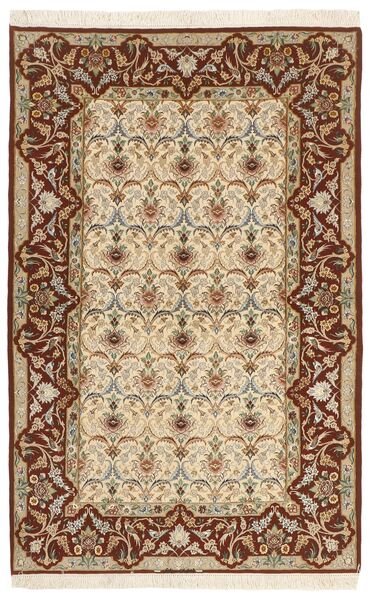 Isfahan Silkerenning Teppe 130X208 Beige/Brun Persia/Iran