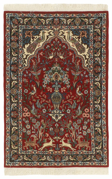  Isfahan Silkerenning Teppe 70X107 Persisk Svart/Mørk Rød Lite