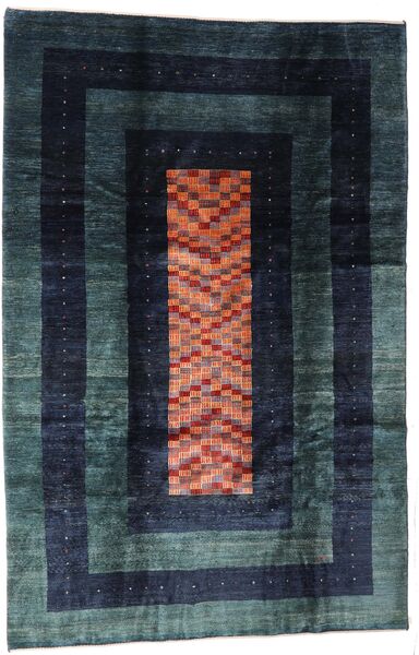 絨毯 ペルシャ ギャッベ キャシュクリ 201X310 ブラック/ダークターコイズ (ウール, ペルシャ/イラン)