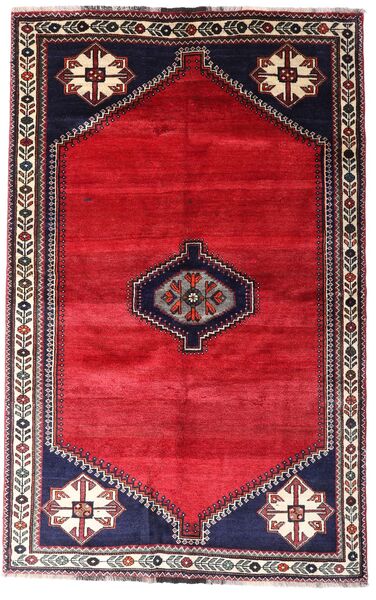  Oriental Qashqai Rug 157X252 Red/Dark Pink Wool, Persia/Iran Carpetvista