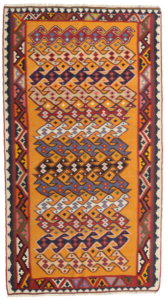 Kelim Vintage Teppich 142X256 Rot/Orange Wolle, Persien/Iran Carpetvista