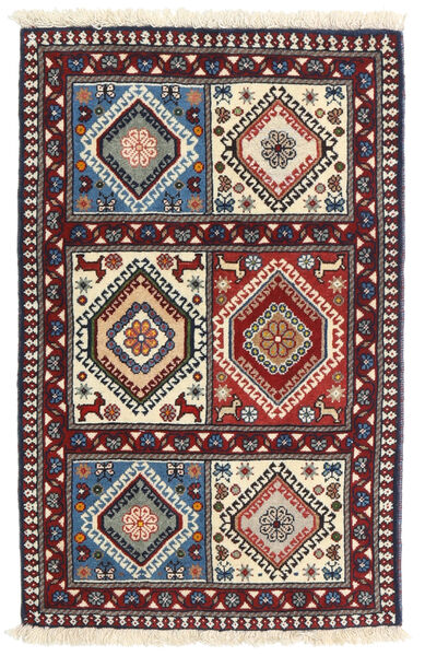  Orientalisk Yalameh Matta 60X95 Mörkröd/Beige Ull, Persien/Iran Carpetvista