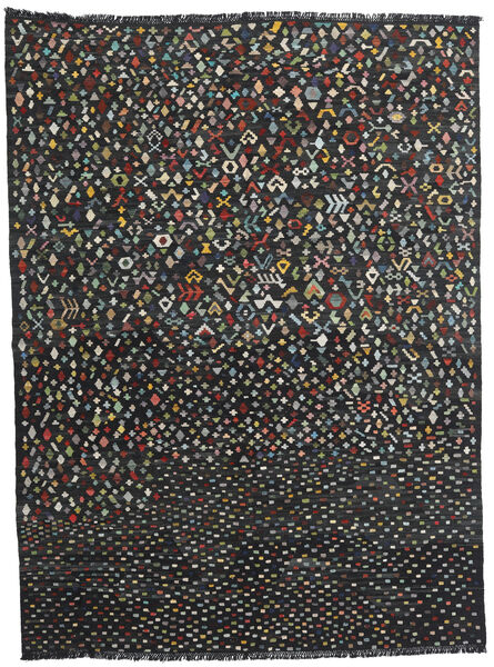 214X288 Kelim Modern Teppich Moderner Dunkelgrau/Braun (Wolle, Afghanistan) Carpetvista