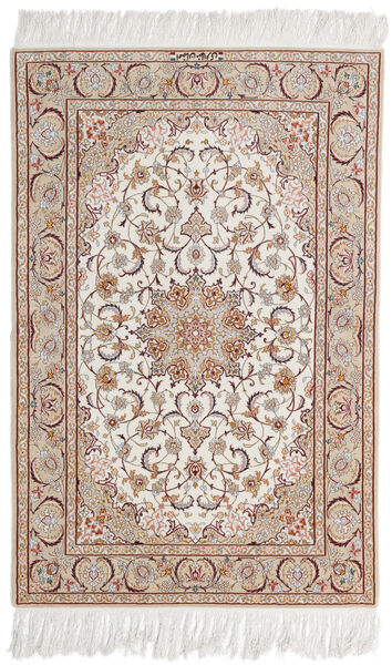 108X163 Tappeto Isfahan Ordito In Seta Firmato Mazaheri Orientale Beige/Grigio Chiaro (Persia/Iran) Carpetvista