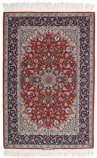  Persisk Isfahan Silketrend Tæppe 110X165 Rød/Grå ( Persien/Iran)