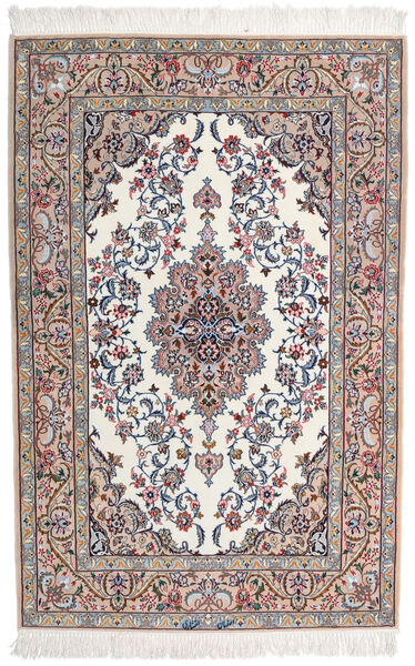  109X166 Isfahan Silkerenning Signert Intashari Teppe Grå/Beige Persia/Iran Carpetvista