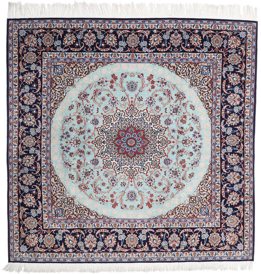 199X202 Alfombra Isfahan Urdimbre De Seda Oriental Cuadrada Gris/Púrpura Oscuro (Persia/Irán) Carpetvista