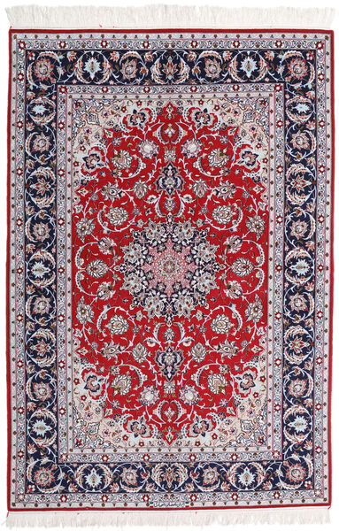 絨毯 オリエンタル イスファハン 絹の縦糸 署名 Ansari 158X237 レッド/グレー (ウール, ペルシャ/イラン)