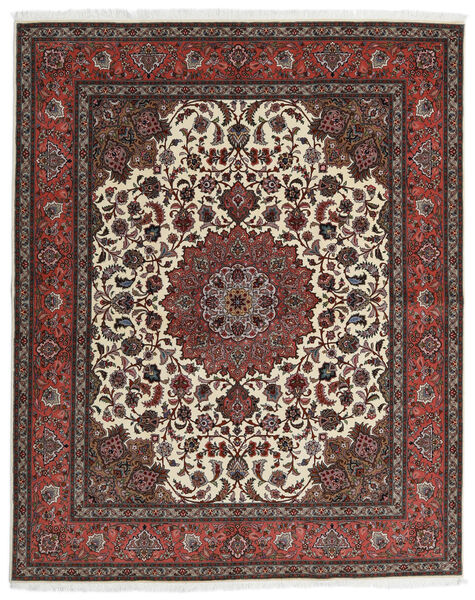  Persisk Tabriz 60 Raj Silkesvarp Matta 201X248 Röd/Mörkröd ( Persien/Iran)
