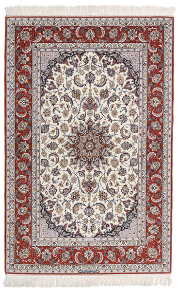 Tapete Isfahan Fio De Seda Assinado: Entashari 159X230 Bege/Cinzento ( Pérsia/Irão)