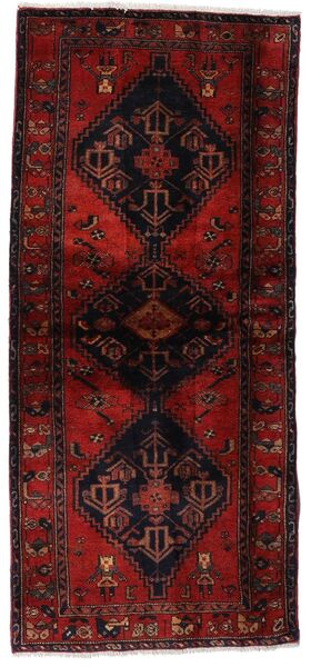 93X206 Hamadan Rug Oriental Runner
 Black/Dark Red (Wool, Persia/Iran) Carpetvista