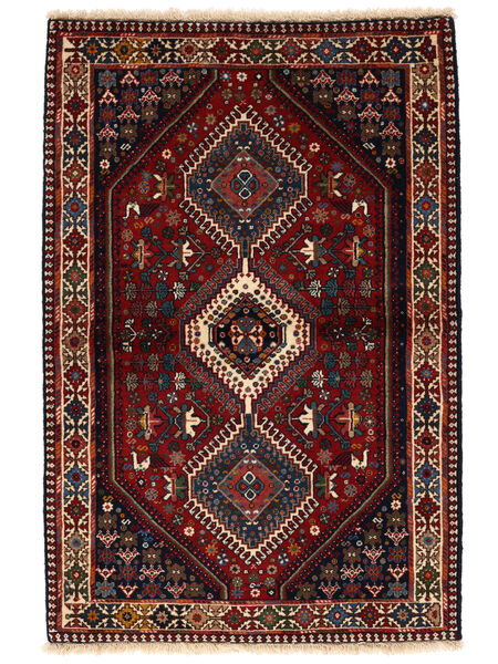  Yalameh Tappeto 104X157 Persiano Di Lana Nero/Rosso Scuro Piccolo Carpetvista
