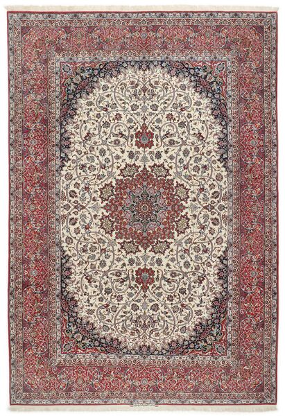 Isfahan Seidenkette Teppich 255X374 Rot/Beige Großer Wolle, Persien/Iran