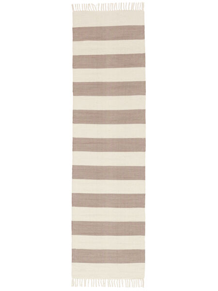 Cotton Stripe 80X300 Μικρό Καφέ Ριγέ Διάδρομο Χαλι Βαμβακερο