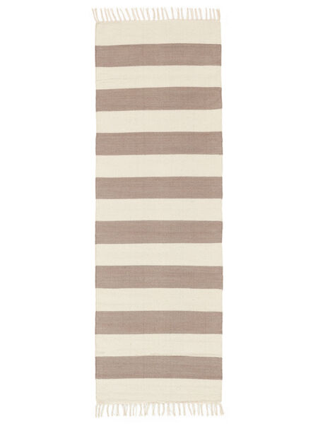  80X250 Stripet Lite Cotton Stripe Teppe - Brun Bomull, 