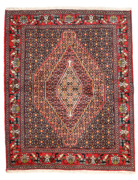 Senneh Matta 125X155 Röd/Beige Ull, Persien/Iran Carpetvista