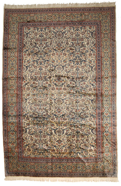 391X584 Kerman Fine Ca. 1980 Rug Oriental Brown/Beige Large (Wool, Persia/Iran)