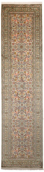 絨毯 カシミール ピュア シルク 79X308 廊下 カーペット 茶色/ダークイエロー (絹, インド)