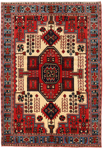 Tappeto Orientale Nahavand 137X197 Rosso/Rosso Scuro (Lana, Persia/Iran)