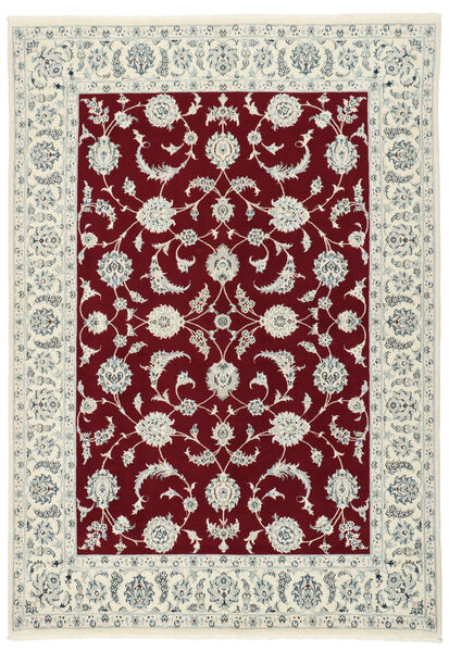 168X240 絨毯 ナイン 9La Sherkat Farsh オリエンタル ベージュ/ダークレッド (ウール, ペルシャ/イラン)