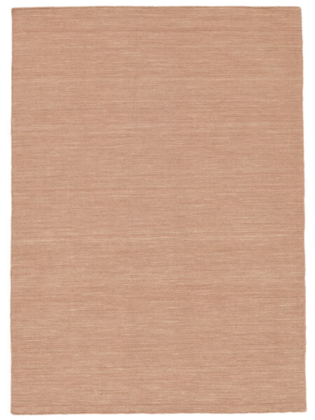  160X230 Plain (Single Colored) Kilim Loom Rug - Terracotta Wool