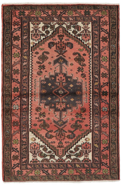 Asadabad Rug 97X149 Black/Dark Red Wool, Persia/Iran Carpetvista