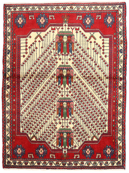  Orientalischer Rudbar Teppich 110X146 Rot/Beige Wolle, Persien/Iran Carpetvista