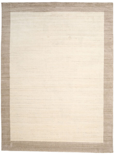  300X400 Einfarbig Groß Handloom Frame Teppich - Naturweiß/Beige Wolle