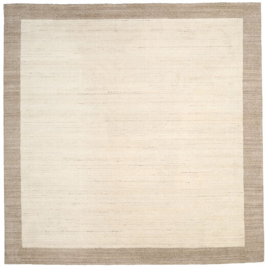 Handloom Frame 300X300 Large Natural White/Beige Plain (Single Colored) Square Wool Rug