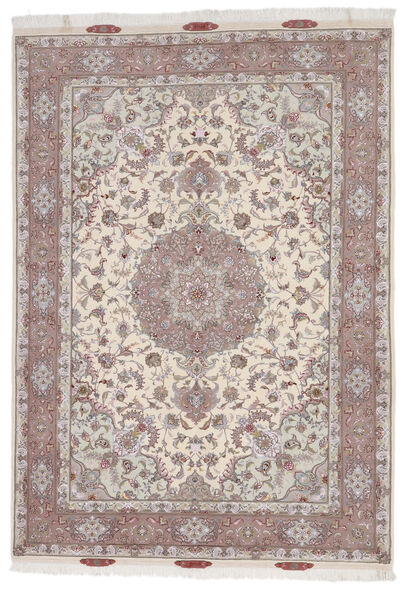 絨毯 オリエンタル タブリーズ 60 Raj 絹の縦糸 167X244 ベージュ/ライトグレー (ウール, ペルシャ/イラン)