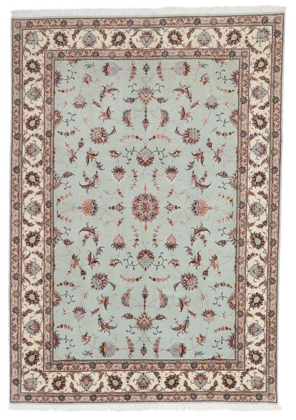 絨毯 ペルシャ タブリーズ 60 Raj 絹の縦糸 168X241 ライトグレー/茶色 ( ペルシャ/イラン)
